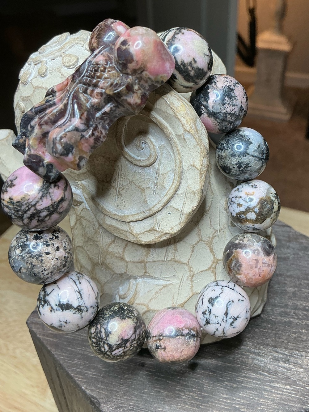 Rhodonite 15mm with Rhodonite Koi Fish - Picture 3 of 8